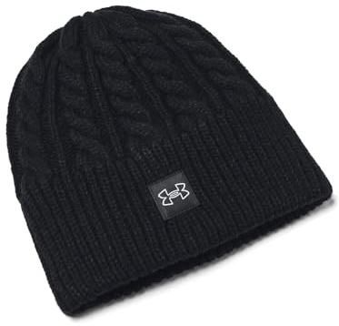 Under Armour Damen Halftime Cable Knit Beanie-Mütze, (001) Schwarz/Grau, Einheitsgröße