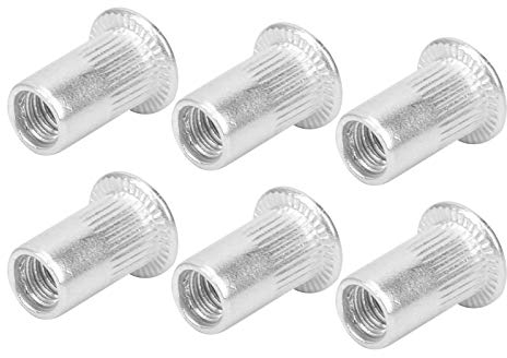 Écrou à Rivet M5, 100 Pièces Ecrou a Sertir Aluminium Insert Fileté Alu Fileté à Tête Plate Filetée Rivet Nuts, pour Mental Plastique Décorations de Meubles D'armoire de