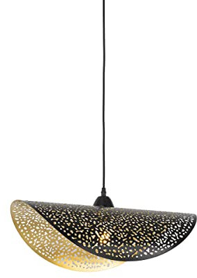 Qazqa - Orientalisch Orientalische Hängelampe I Pendellampe I Pendelleuchte schwarz mit Gold I Messing 50 cm - Japke I Wohnzimmer I Schlafzimmer - Stahl Rund - LED geeignet E27