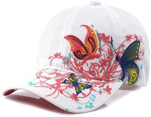 MESU Women Baseball Cap, Adjustable Breathable Embroidered Sun Hat Sport Golf Sunbonnet Outdoor Baseball Caps White