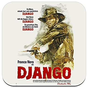 Unter Glas aus Kork – Django Alte Filmposter Retro Kino Vintage Western – 6 Stück (95 x 95 mm)