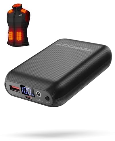 Batterie Externe, Batterie de Gilet Chauffant, 16000mAh Chargeur Portable Grande Capacité Rapide, 7,4 V/5 V 16000mAh, Powerbank pour Veste Chauffante