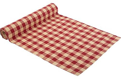 Artifetes Générique - Chemin DE Table Tissu Vichy Beige Rouge 28CMX5M