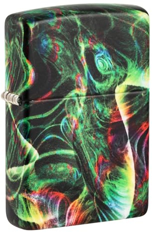 Zippo Sturmfeuerzeug - Psychedelic Swirl, 540° Glow-in-the-Dark - Nachfüllbar - Wiederverwendbar - Windfestes Design - Geschenkbox - Made in USA