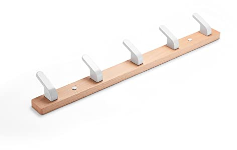 SARIHOSY Wooden Shelves with Hooks, Wood and Coat Hooks Door, Coat Rack Wooden White, Copper Key Holder Hook, Antique White Hooks Brushed Towel Hook