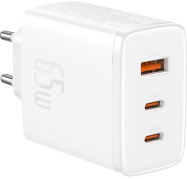Baseus Travel Charger Cube Pro GaN Quick Charger C+C+U, 65W, White EU (P10152301213-00)