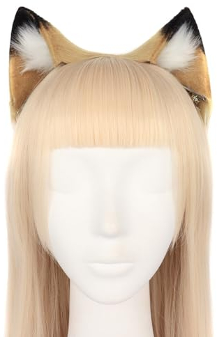JAWSEU Löwe Cosplay Ohren Haarreif, Löwe ohren Stirnband Haarnadel Haarschmuck Handgefertigtes Katzenohren Fuchs Wolf Ohren Tierohren Kopfschmuck für Halloween Karneval Party Cosplay Kostüme Zubehör