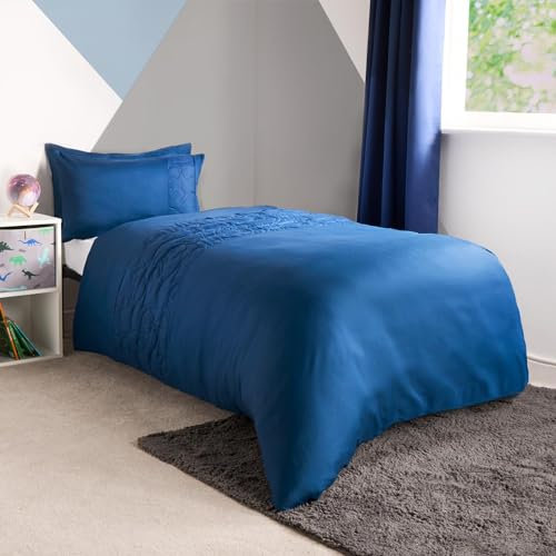 OHS Single Duvet Cover Set Kids Navy Blue, Boys Bedding Pinsonic Panel Quilt Covers Boys Duvet Sets for Single Bed with Matching Pillowcase Ultra Soft Luxury Bed Set, Dino