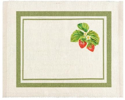 furn. Evans Lichfield Strawberry Tischsets – Waschbare Britischem Sommerobstmotiv Satz Von 4 Schnelltrocknend Platzsets (Salbei - 46x36cm)