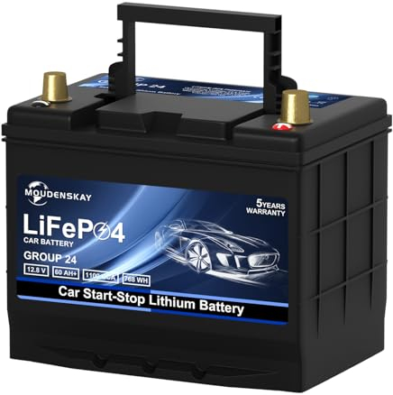 MOUDENSKAY Batterie de Voiture 12V 60Ah Lifepo4 Batterie de démarrage de Voiture 12V CCA1100 Batterie au Lithium de démarreur avec Protection BMS,applicable 56048/49 80D26/55D26/65D26-L/R GROUP24