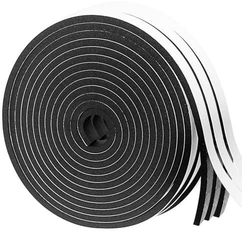 Vefhby Dichtungsband Selbstklebend, 12mm(B) x 3mm(D) Moosgummi Selbstklebend Schaumstoff für Türen Fenster Schalldämmung Anti-Kollision Staubdicht Dichtband (12mm x 3mm x 5m-3 Rollen)