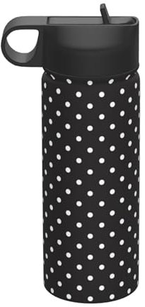 White Dot Isolierter Sportkocher, 510 ml, Edelstahl-Wasserflasche mit Strohhalm-Deckel, für das Fitnessstudio im Freien