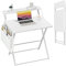 GreenForest Schreibtisch Klappbar 80 cm, Kleiner Computertisch für das Home Office, PC Bürotisch mit Regal and Aufbewahrungstasche, Weiß