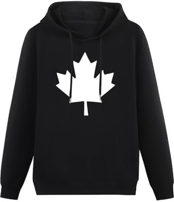 NUOKANG Mens Canadian Maple Leaf Tshirt Canada National Flag Hoody Retro Football Black L