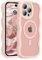 UEEBAI Coque Magnétique pour iPhone 16 Pro Compatible avec Recharge sans Fil, Wave Frame Étui en Silicone Liquide, Housse de Protection Antichoc Bumper Cover Case avec Anti-Rayures, Rose