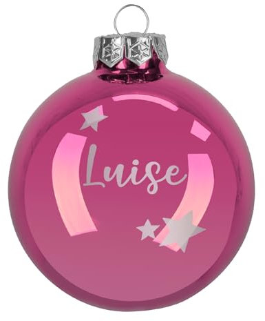 Weihnachtskugel mit Gravur (Rosa Glänzend, Sterne)