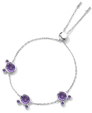Kaguyo Bracelets en argent pour femme, bracelets en cristal Mickey Mouse, améthyste rose clair, zircone rose Minnie, réglable pour femmes et filles, Mittelgroße, Argent, Oxyde de zirconium