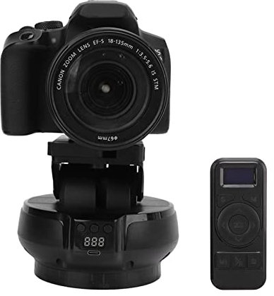 2.4G Motorized Rotating Panoramic Tripod Head, Remote Control Pan Tilt Head with Remote Control and Mobile Phone Clip for Cameras Phones