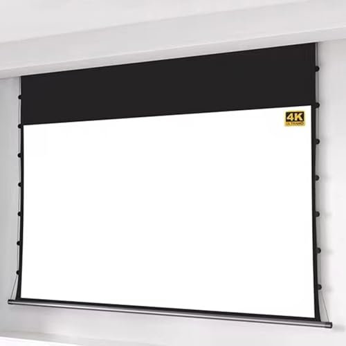 Electric Tab-tensioned Drop Down Screen, Motor Tension Screen, 16: 9 Home Theatre System Compatible for Schools Meeting Conference(72in)