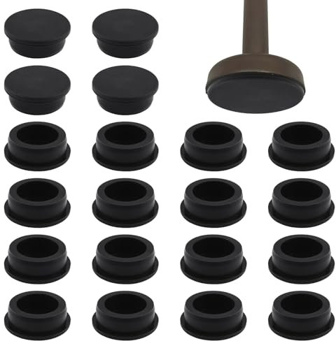UFURMATE Lot de 20 patins ronds en silicone anti-rayures pour pieds de chaise de jardin en fer forgé pour protéger les sols (38 mm, noir)