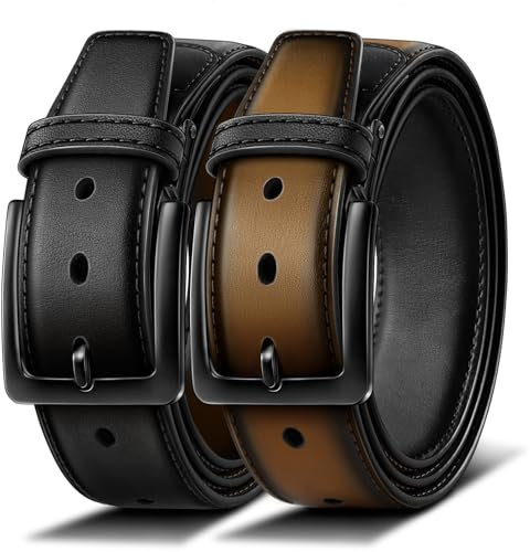KEMISANT Gürtel Herren, Gürtel Wendbarer Ledergürtel Geschenk für Casual,Anzug,Golfhosen und Jeans,In Geschenksverpackung(Schwarz/Tawny,160cm/56-58 taille verstellbar)