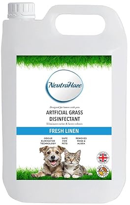 Artificial Grass Cleaner – Powerful 3-in-1 Disinfectant, Deodoriser & Cleaner Removes Bacteria & Neutralises Pet Odours Pet-Friendly (5 Litre, Fresh Linen)