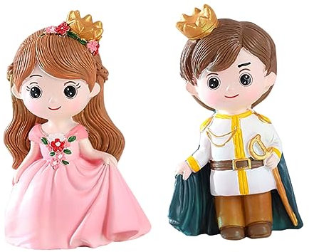 HONITANO 2Pcs Doll Cake Toppers Vera Princess William Prince Cake Decor for Birthday Parties Cute Cartoon Figures for Celebrations Lightweight Cake Ornaments