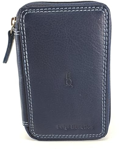 Portachiavi Per Uomo e Donna, Vera Pelle Con Cerniera, 8 Ganci e Tasche, Con Scatola Regalo Dimensioni 12X7,5X2 cm ART. 3106 Marchio Luigi Benetton