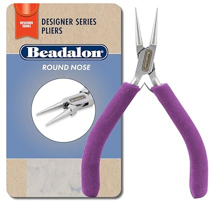 Beadalon Designer Series Pliers Kit - Round Nose, Purple | Stainless steel jewelry pliers with ergonomic vinyl-free grips, box joint construction, and smooth performance, Made in USA