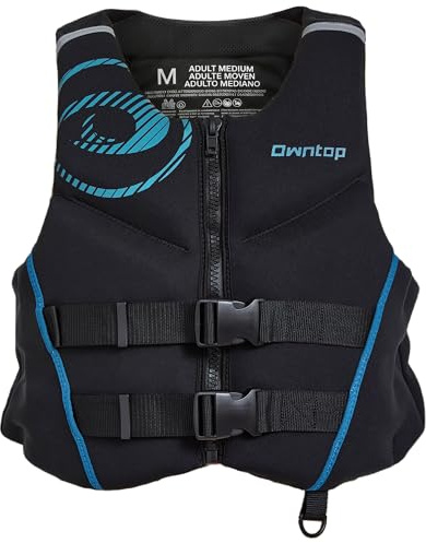 Owntop Adults Buoyancy Aid | Lightweight Neoprene Swim Vest | Foldable Buoyancy Vest with Dual Safety Straps | Float Jacket 50N for Boating, Kayaking, Swimming, Paddle (Blue,XL)