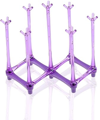Retractable Cup Drying Rack for Drinking Bottle Drying Rack Drinking Drying Dranier for Bottle Dishes Holder Dryer Plastic Mug Tree Cup Stand Tray Holder for Kitchen Countertop,Office(Purple)