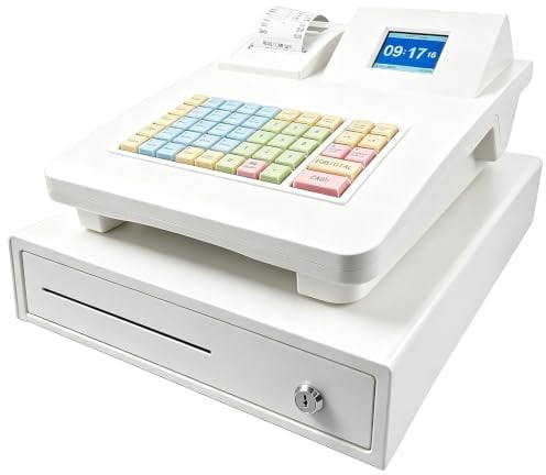 Cash Register Electronic Smart Till with Split Cash Drawer,48Key POS System | with Dual Screens & Built-in 58mm Thermal Printer, Plug & Play for Small Business Shop Retail Hospitality