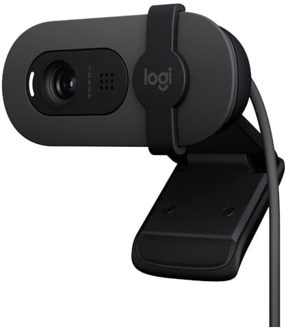 Logitech Brio 100 Full HD 1080p Webcam with Privacy Cover Microphone - Black (Renewed)