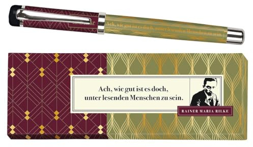 moses. libri_x Tintenroller Rainer Maria Rilke, Tintenschreiber aus Metall mit blauer Mine, Bedruckt mit Zitat von Rilke, in einer schönen Schachtel