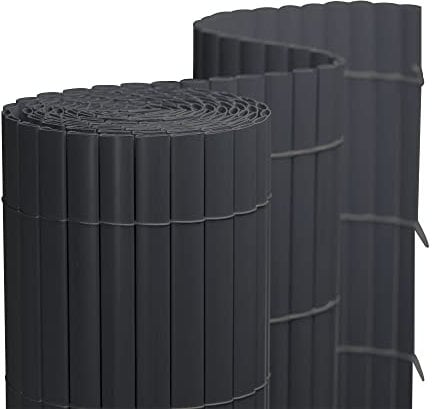 jarolift PVC Sichtschutzmatte Standard Sichtschutz Garten Balkon Terrasse Sichtschutzzaun Balkonverkleidung Zaunblende, 200 x 800 cm, 2 Matten je 2 x 4m Länge, Grau