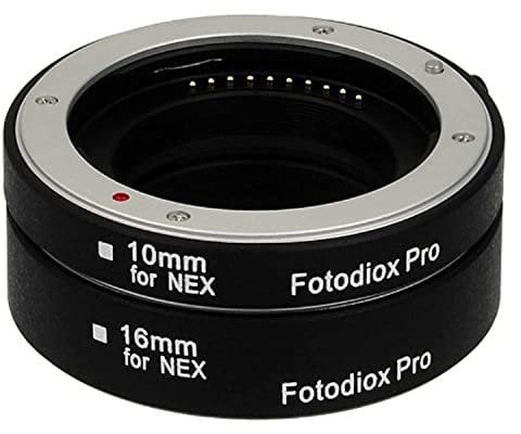 Fotodiox Pro Automatic Macro Extension Tube Kit for Sony E-Mount (NEX) Mirrorless Camera System with Auto Focus (AF) and TTL auto Exposure for Extreme Close-up (10mm, 16mm) - Fits Sony NEX-3, NEX-5, NEX-7, A7, A7r, etc.
