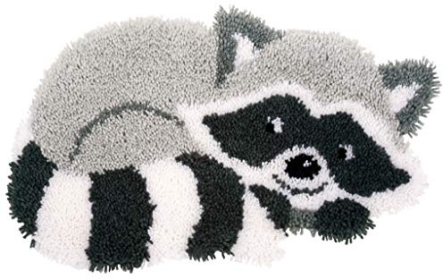 Vervaco Formteppich Waschbär Knüpfpackung zum Selbstknüpfen eines Teppichs, Stramin, weiß, 55 x 32 x 0,3 cm