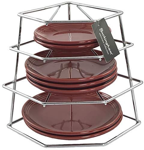 Buckingham 4 Tier Corner Plate Rack Chrome Finish Kitchen Cupboard Storage Organiser Premium Quality Dish Rack Space Saver Shelf Organiser 23 Cm