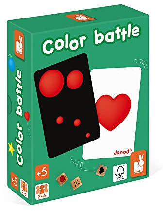 Janod - Color Battle (Holz und Karton) - Schnelligkeits- und Strategiespiel - 2-6 Spieler - Ab 5 Jahre - J02699