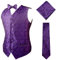Alizeal Gilet da uomo Paisley, cravatta da uomo, cravatta a papillon legato, 8,5 cm, #Viola scuro, Small
