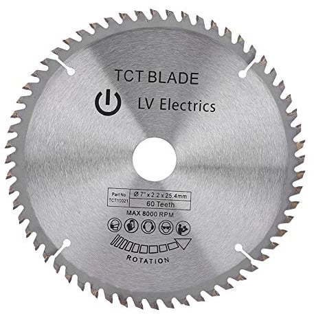 Circular Saw Blade, 7” (180mm) 60 Teeth Carbide Carbide for Cutting Steel, Aluminum, Iron, Nonferrous Metal, Wood,Plastic
