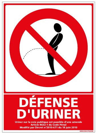 Panneau Défense D'Uriner - Protection Anti-UV - Dimensions 210x300 mm - Plastique Rigide PVC 1,5 mm