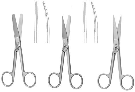 Verbandsschere 14 cm, gerade und gebogen, Schere, Krankenpflege, Zuhause, Büro, Tierarzt, chirurgische Zahnarztnutzung (14 cm gerade, stumpf/stumpf)