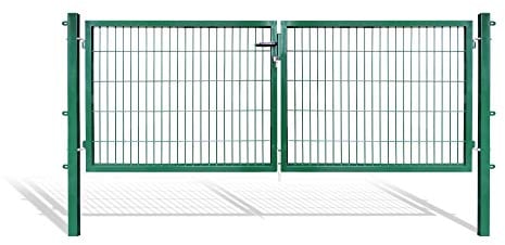 Doppelflügeltore für Stabmattenzaun, grün oder anthrazit, verschiedene Höhen wählbar - inklusive Pfosten und passenden Anschlussstücken (Doppeltor H 100 x B 300 cm, grün)