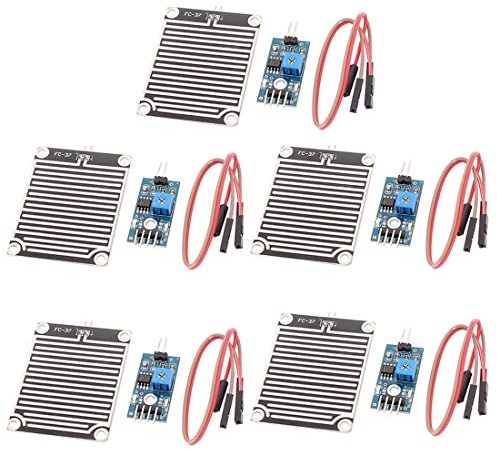 Hailege 5pcs LM393 Gouttes de pluie Capteur Météo Moniteur d’humidité Capteur Module de sensibilité à l’humidité Plaque nickelée 3.3-5V