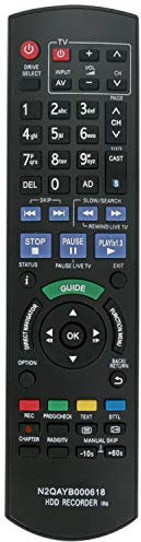 VINABTY N2QAYB000618 Télécommande de Rechange pour enregistreur numérique Panasonic DMR-HW100EBK DMR-HW100 DMRHW100EB-K DMR-HW120 DMR-HW220 sub N2QAYB000615