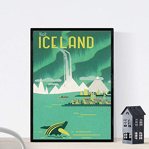 Nacnic Vintage Poster Vintage Plakatwerbung. Reisen nach Island. A3 Größe