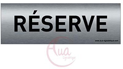 AUA SIGNALETIQUE - Plaque de porte Aluminium brossé imprimé AluSign Texte - 150x50 mm - Double Face adhésif au dos (Réserve)