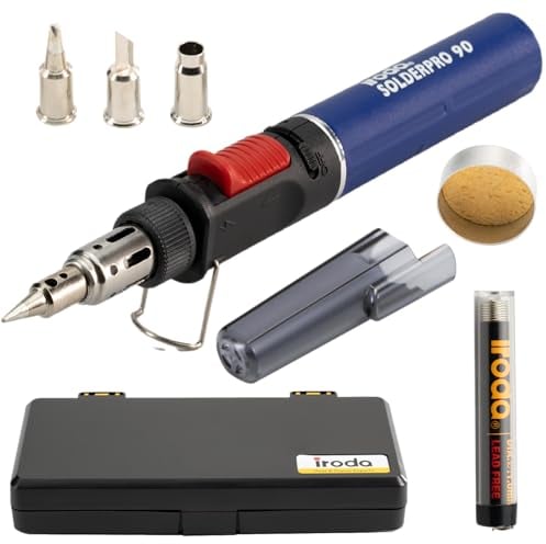 IRODA SolderPro 90K Professional Butane Soldering Kit, 3-in-1 Cordless Tool 17 Seconds, Start 53 Mins Runtime with Case and Tips