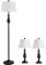 HOMCOM 3er-Lampenset 2 Tischlampe(ø30 x 62H cm) + 1 Stehlampe(ø38 x 158H cm) Vintage, Schwarz+Weiß, Metall, PS, Polyester, Baumwolle E27 Lampensockel